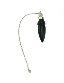 Pendule égyptienne bois - Chaine argenté - boule en Cristal de roche