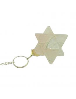 Pendule étoile Merkaba - Quartz rose 