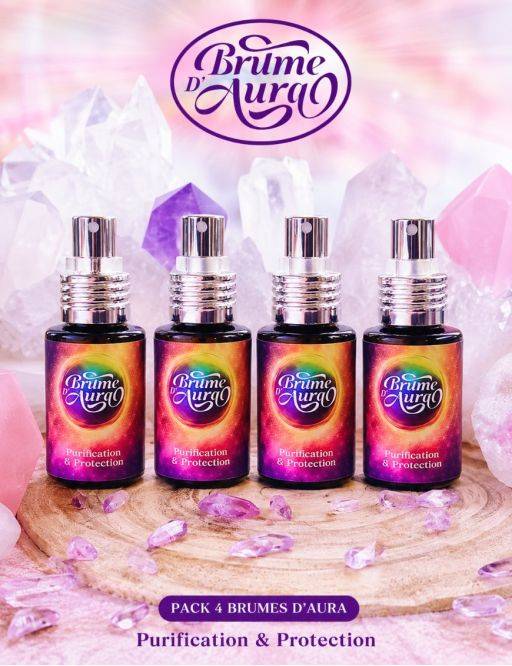 Pack 4 Brumes d’Aura – Parfums énergétiques purs sans alcool – 4 x 30 ml Pack 4 Brumes d’Aura – Parfums énergétiques purs sans alcool – 4 x 30 ml