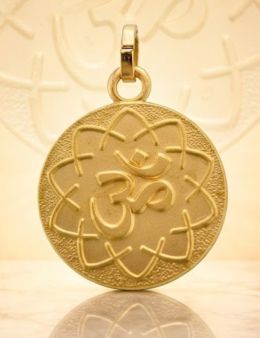 Pentacle Om - Médaille talismanique - Doré - 3cm