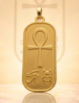 Pentacle d'Hathor + Croix d'Ankh - Médaille talismanique - Doré