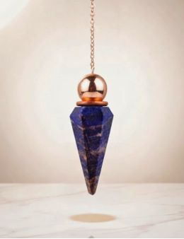 Pendule divinatoire - Lapis Lazuli facetté - métal argenté et cuivré