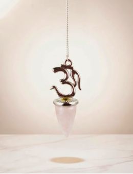 Pendule divinatoire OM & Quartz rose conique | Méditation & amour