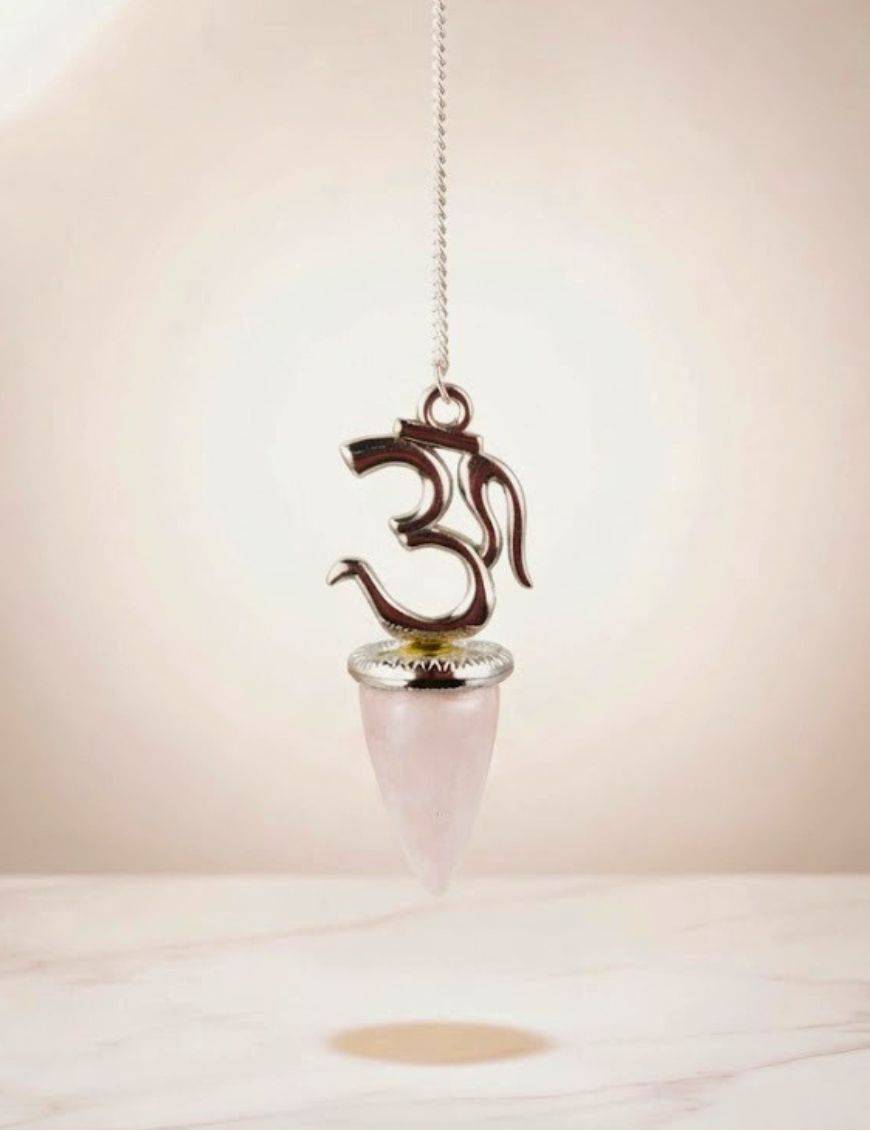 Pendule divinatoire OM & Quartz rose conique | Méditation & amour