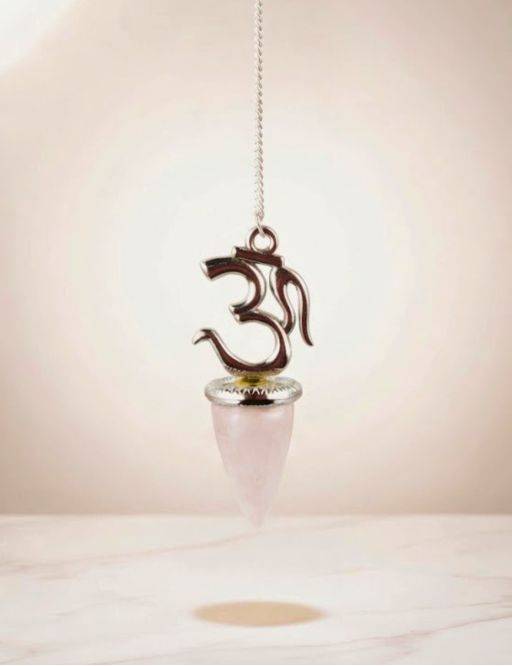 Pendule divinatoire OM & Quartz rose conique | Méditation & amour