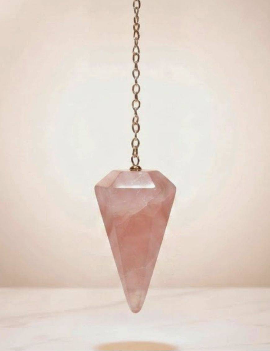 Pendule divinatoire Quartz Rose à facettes | Amour & radiesthésie