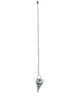 Pendule divinatoire métal Cône Spiralé avec chaîne argentée