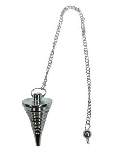 Pendule divinatoire métal Cône Spiralé avec chaîne argentée