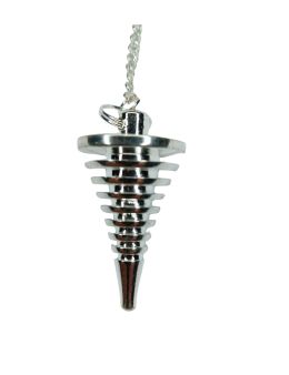 Pendule divinatoire métal Cône Spiralé avec chaîne argentée