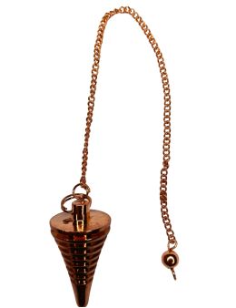 Pendule divinatoire métal conique cuivré avec chaîne cuivrée - Diamètre 1,5 cm
