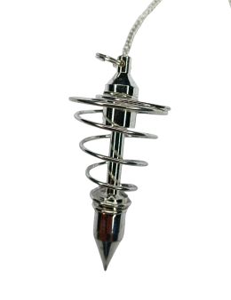 Pendule divinatoire XL métal Spirale argentée avec chaîne argentée - Diamètre 2.5 cm Pendule divinatoire XL métal Spirale argentée avec chaîne argentée - Diamètre 2.5 cm