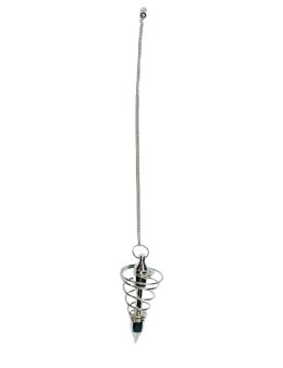 Pendule divinatoire XL métal Spirale argentée avec chaîne argentée - Diamètre 2.5 cm Pendule divinatoire XL métal Spirale argentée avec chaîne argentée - Diamètre 2.5 cm