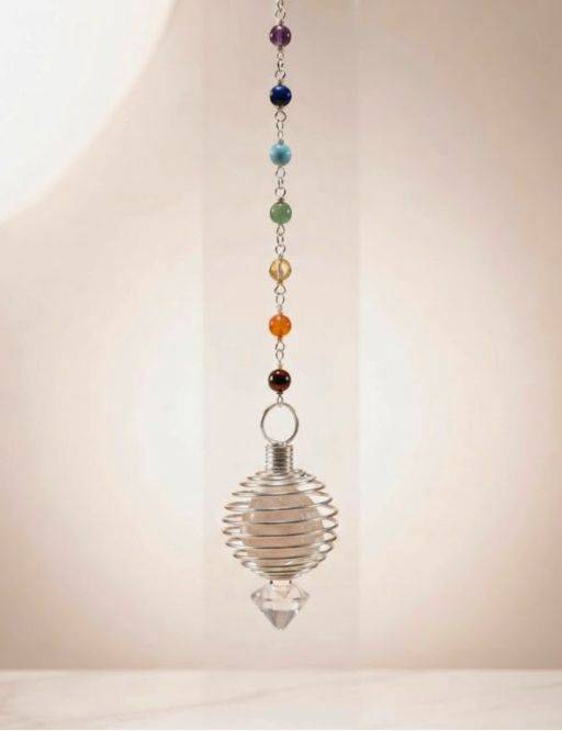 Pendule spirale et cristal de roche | Radiesthésie Pendule spirale et cristal de roche | Radiesthésie