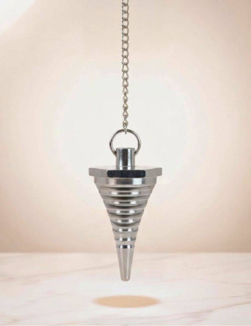 Pendule spirale métal cône argenté | Radiesthésie