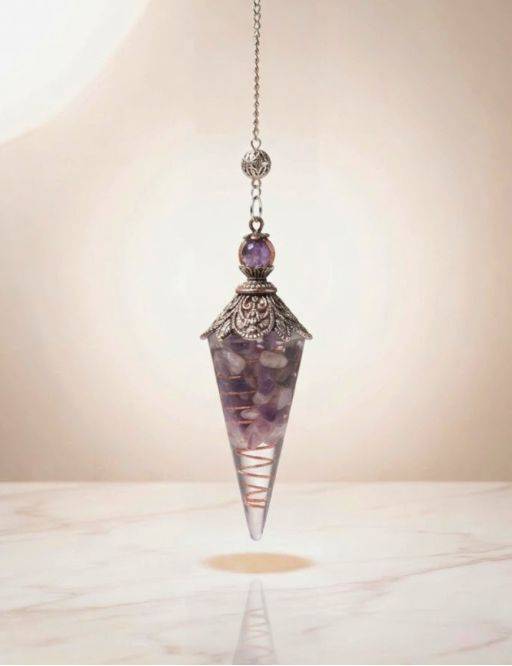 Pendule Orgonite Amethyste 6 faces