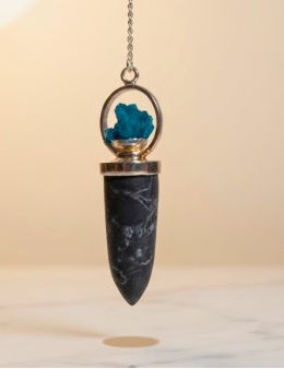 Pendule divinatoire tourmaline & azurite - Protection & intuition