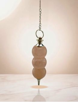 Pendule divinatoire quartz rose 3 pierres - Amour de soi & radiesthésie