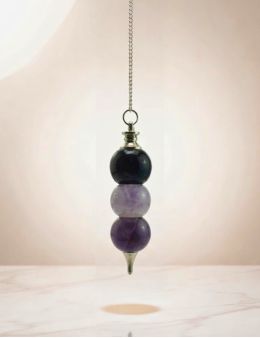 Pendule divinatoire améthyste 3 pierres - Méditation & radiesthésie