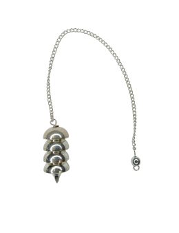 Pendule divinatoire métal argenté avec 4 demi-sphères démontables