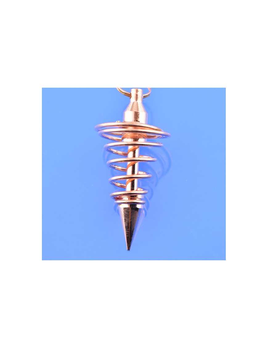 Pendule métal spiral cuivré avec chaîne cuivrée - Diamètre 1.6 cm