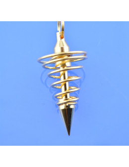 Pendule métal spiral doré avec chaîne dorée - Diamètre 1.6 cm