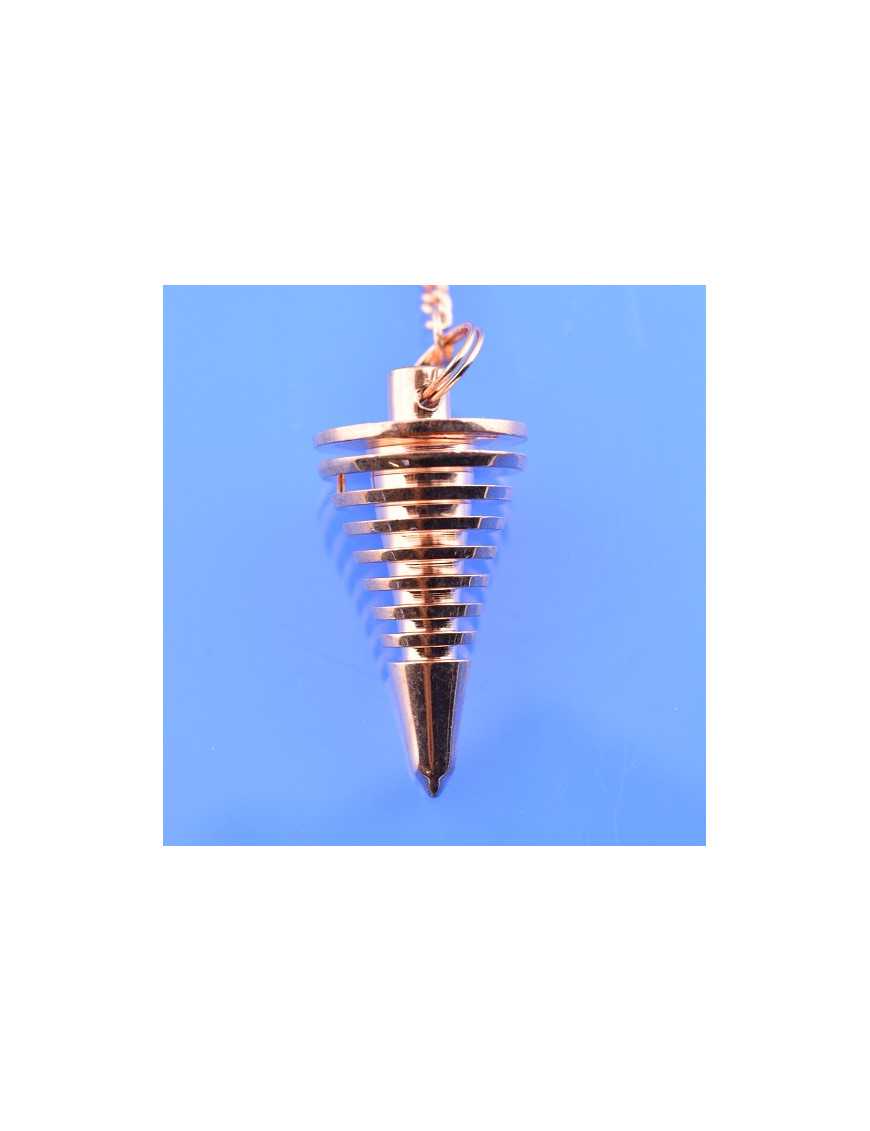 Pendule métal conique cuivré avec chaîne cuivrée - Diamètre 1,5 cm