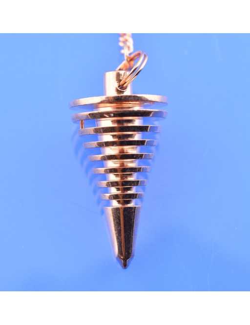 Pendule métal conique cuivré avec chaîne cuivrée - Diamètre 1,5 cm