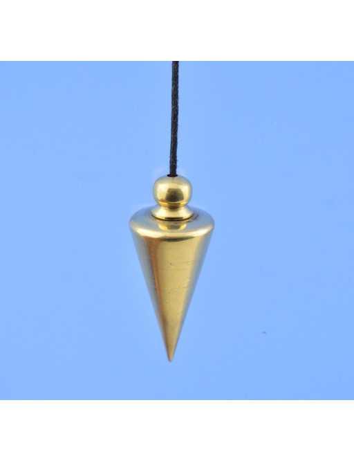 Pendule métal conique doré avec fil - Diamètre 1 cm