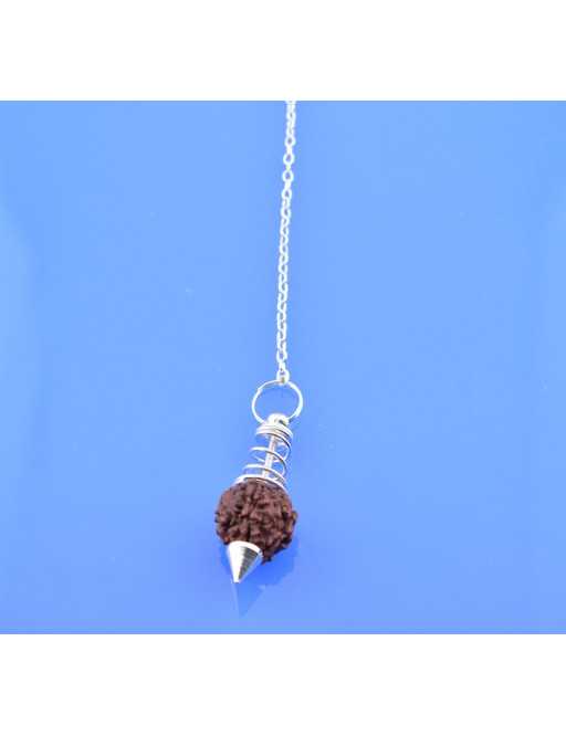 Pendule métal avec rudraksha et chaîne argentée