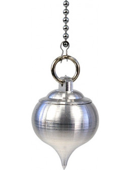Pendule divinatoire métal aluminium goutte avec chambre et chaîne argentée