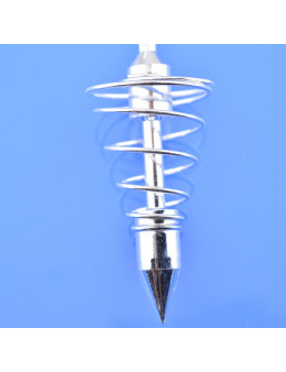 Pendule métal spiral argenté avec chaîne argentée