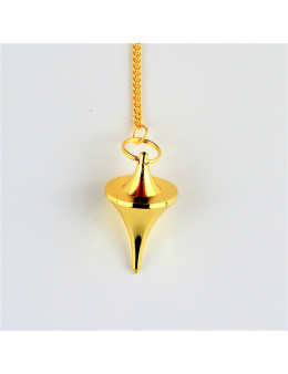 Pendule divinatoire métal conique doré avec chaînette