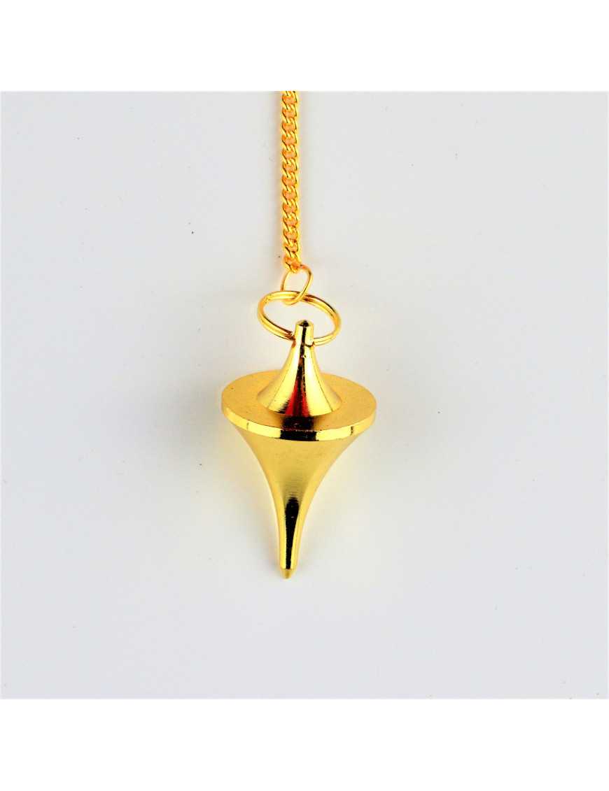 Pendule métal conique doré avec chaînette