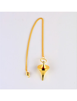 Pendule métal conique doré avec chaînette
