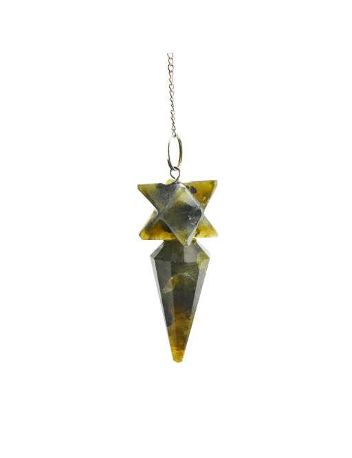 Pendule Merkaba en Labradorite avec chaîne argentée